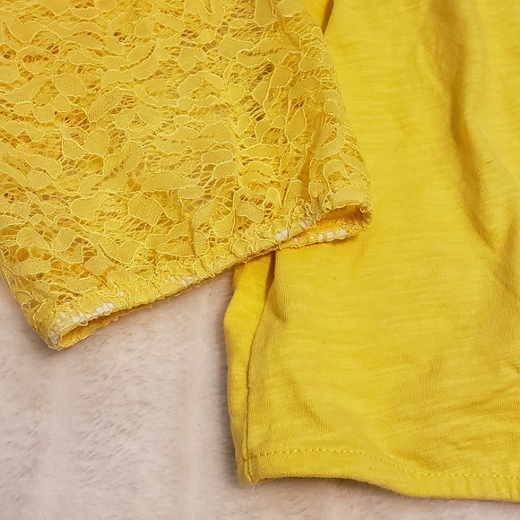 Avon Yellow Lace Sleeve Top - Picture 8 of 16